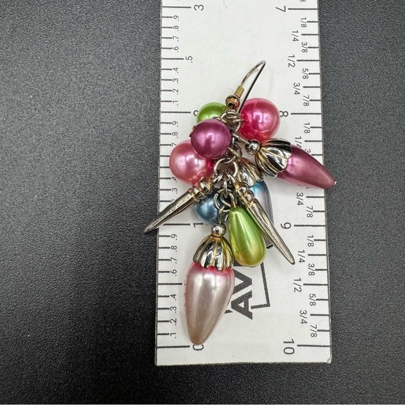 Chunky Colorful Cha-Cha Pink, Green and Blue Fun Earrings - Picture 5 of 8